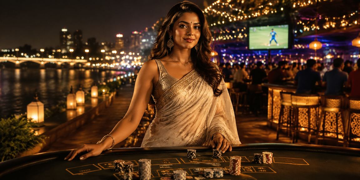 Cricket betting along Ahmedabad riverfront at night
