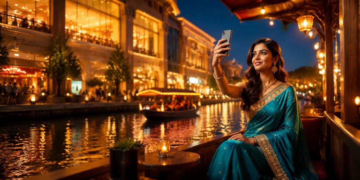 User playing casino games on mobile in Delhi with festive vibes