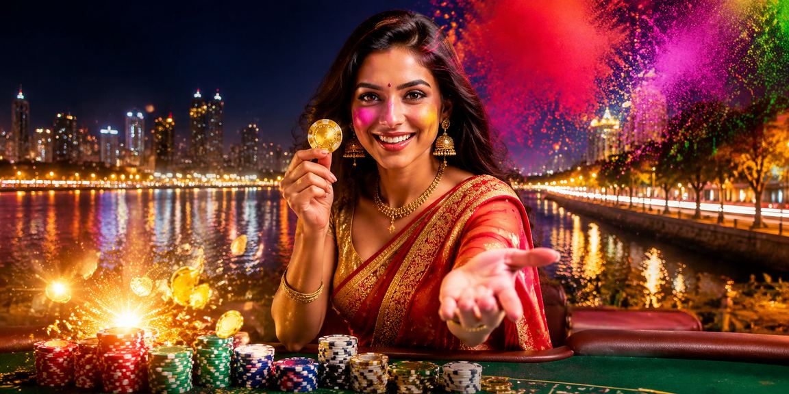 Woman playing baccarat in a stylish casino setting